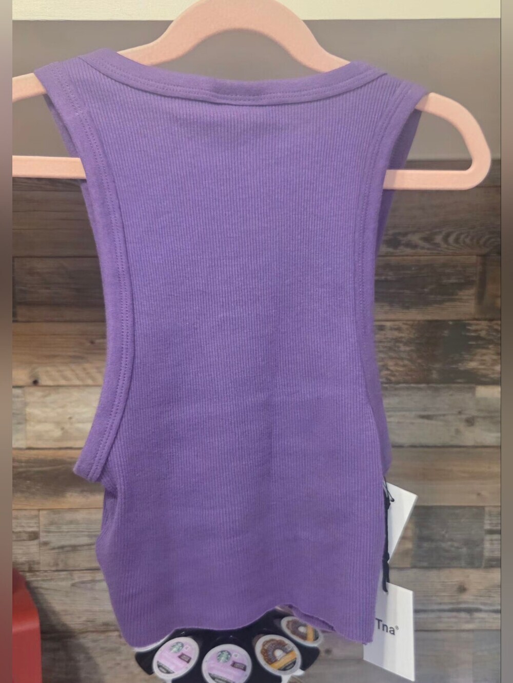 TNA Ribbed Cropped Tank- In "Fig Purple" - Picture 5 of 6